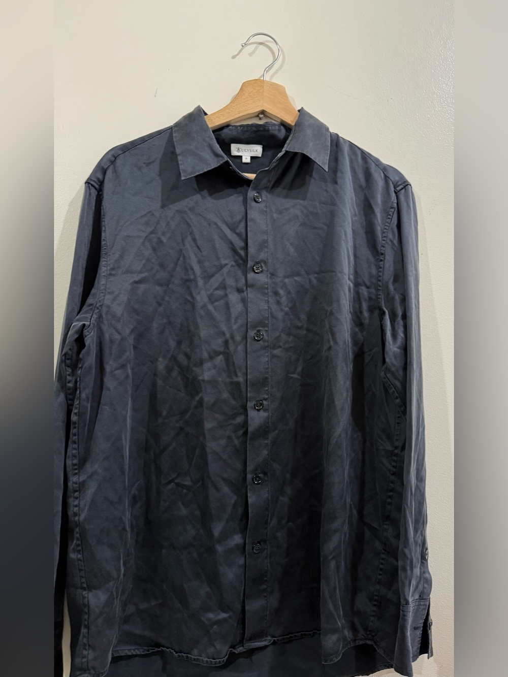 Lilysilk Casual Black Button-Down Shirt by Esley